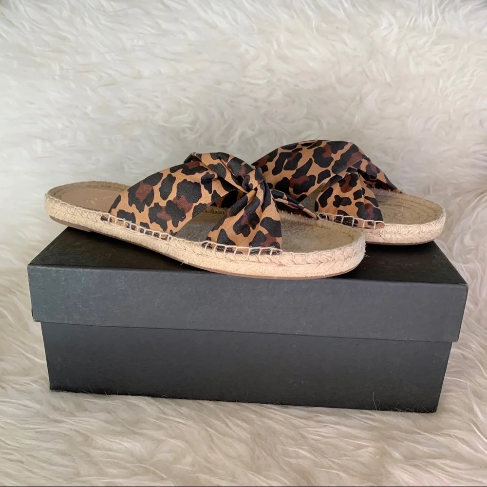 J.crew leopard canvas twisted knot espadrilles